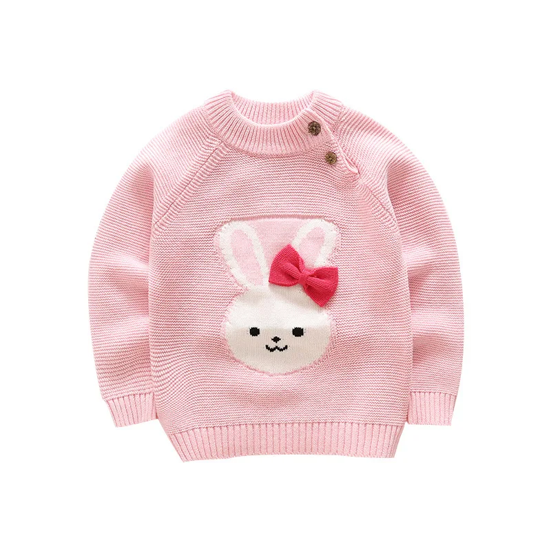 Winter Warm Kids Clothing Toddler Infant Sweater For Babe Girls Boys Cartoon Rabbit Plush Pullovers Children\'s Solid Sweaters