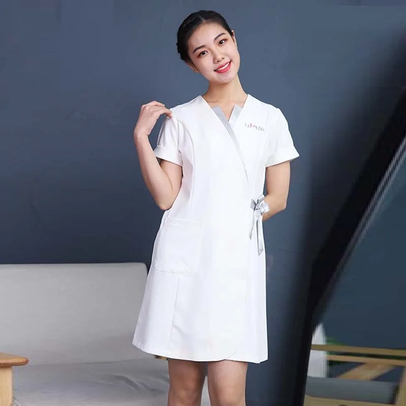 2021 Spa Uniforms Women Korean Beauty Clothing Beautician Scrubs Work Clothes Beauty Salon Tattoo Artist Uniform 2Pcs Set DD2760