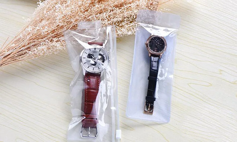 100pcs Fashion Transparent Plastic Watch Band Packing Bag Jewelry Cosmetic Makeup Tool Packaging Pouches