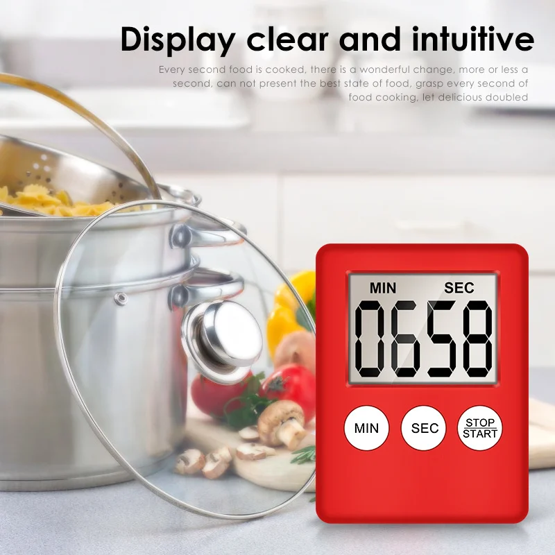 Magnet Kitchen Cooking Timers LCD Digital Screen Kitchen Timer Square Cooking Timer Count Up Countdown Alarm Clock For Cooking