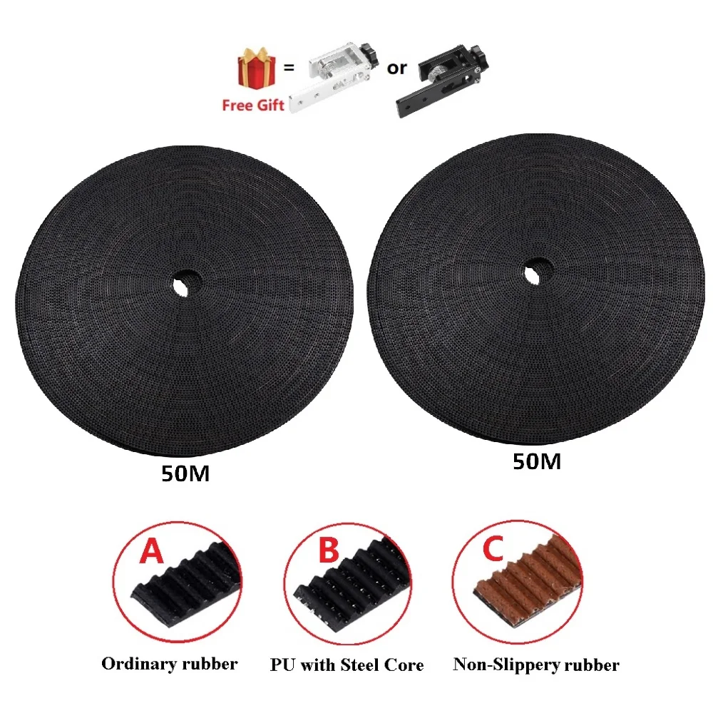 MEGA 100Meters GT2 Timing Open Rubber Belt Width 6mm 10mm 2GT PU Steel Core Non-Slippy Belt with Belt Tensioner 3D Printer Parts