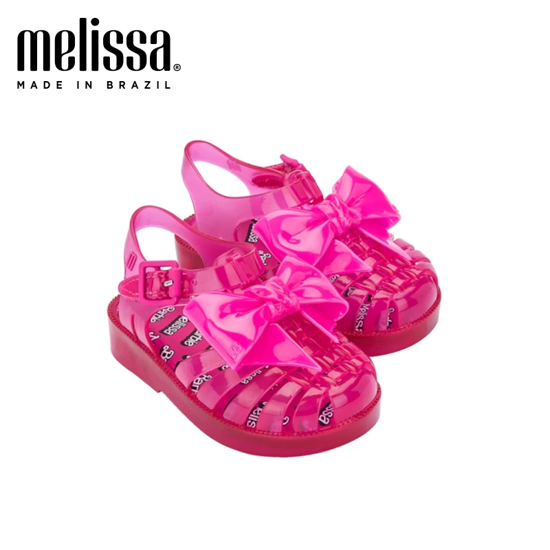 2021 New Mini Melissa Summer sandals Girl and boy Roman Bow Shoes Soft Sparke Fashon Jelly Shoes Melissa Beach Sandals Shoes