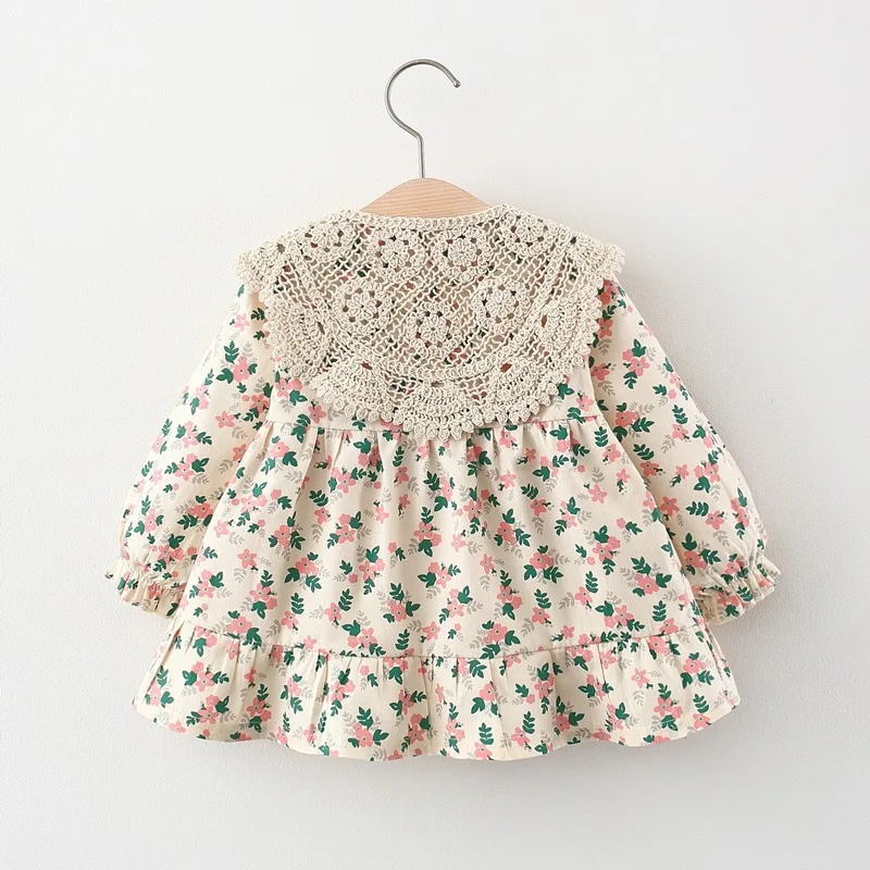 2024 Spring newborn baby girl clothes floral long sleeve dress for toddler girl baby clothing outfits casual loose dresses dress