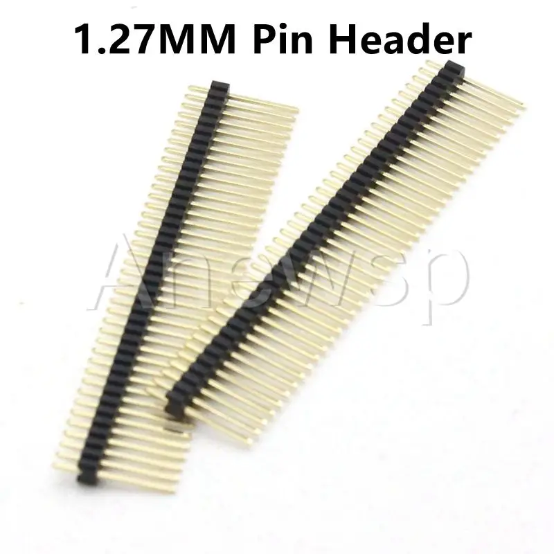 10PCS 1.27mm spacing single row Pin Header Connector Row Male 1*40P needle length 11mm gold plated