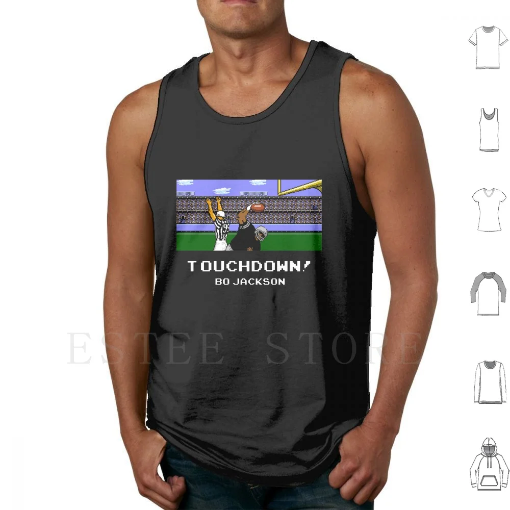 Touchdown! Bo Tank Tops Vest Cotton Bo Knows Bo Knows Boknows Bo Jackson Touchdown La Raiders California Sports Football