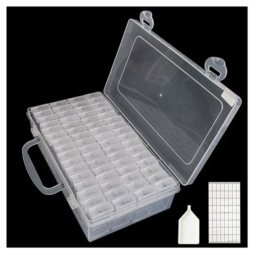 

28/ 64 Grids Plastic Box Organizer Medicine Case Diamond Painting Storage Box Embroidery Storage Case Jewelry Accessories Tools