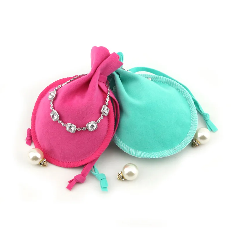 Macarons 50Pcs/lot Drawstring Good Velvet Gift Bags  Jewelry Packaging Wedding Bags with Candy Bag Bracelet Bag Can Custom Logo