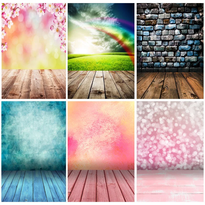 

Vinyl Vintage Wood Planks Photography Backdrops Brick Wall and Floor Festival Background For Photo Studio YXX-103