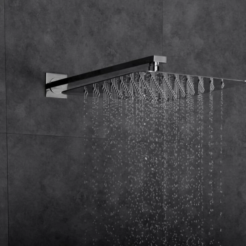 Vidric Wall Shower Set Square Shower Head in Wall Shower Faucet Rain Shower Set Chrome 8