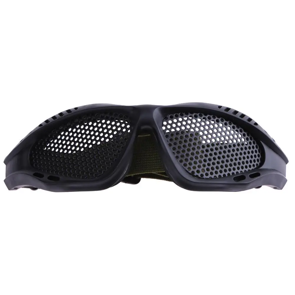 Military Eyewear Metal Mesh Tactical Glasses Eye Protection Shock Resistant Goggles (Black)