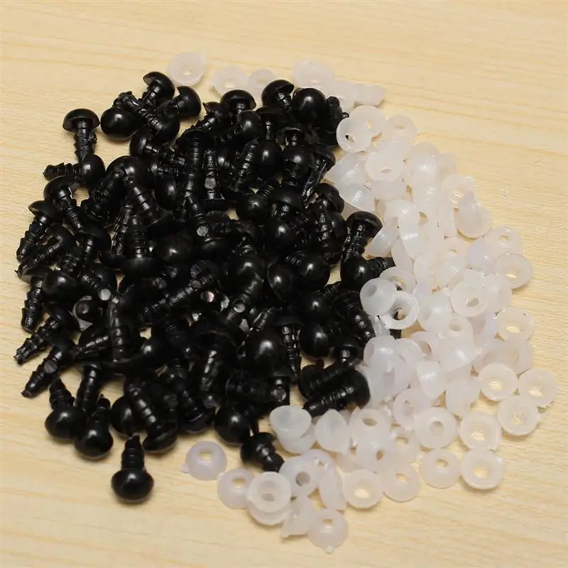 100PCS 7mm 8mm Black Plastic Amigurumi Safety Eyes For Teddy Bear Stuffed Toys Snap Animal Puppet Dolls Craft Eyes