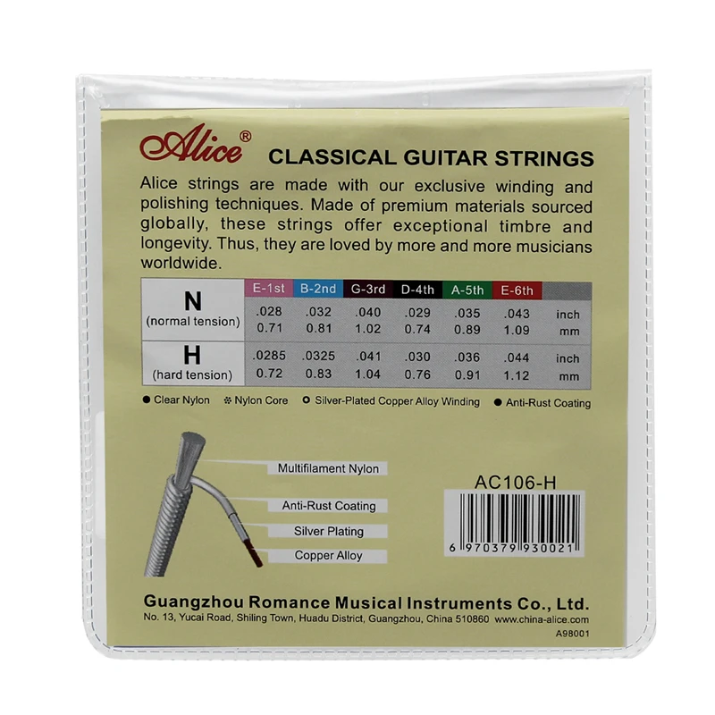 Alice A106H classical guitar strings nylon strings guitar strings guitar accessories 1-6 sets of strings Cost-effective