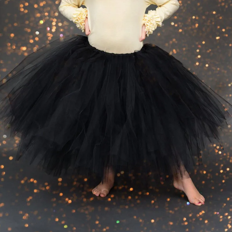 Girls Vintage Green Long Tutu Skirts Kids Handmade Dance Tulle Pettiskirts Underskirts Children Christmas Party Costume Skirts