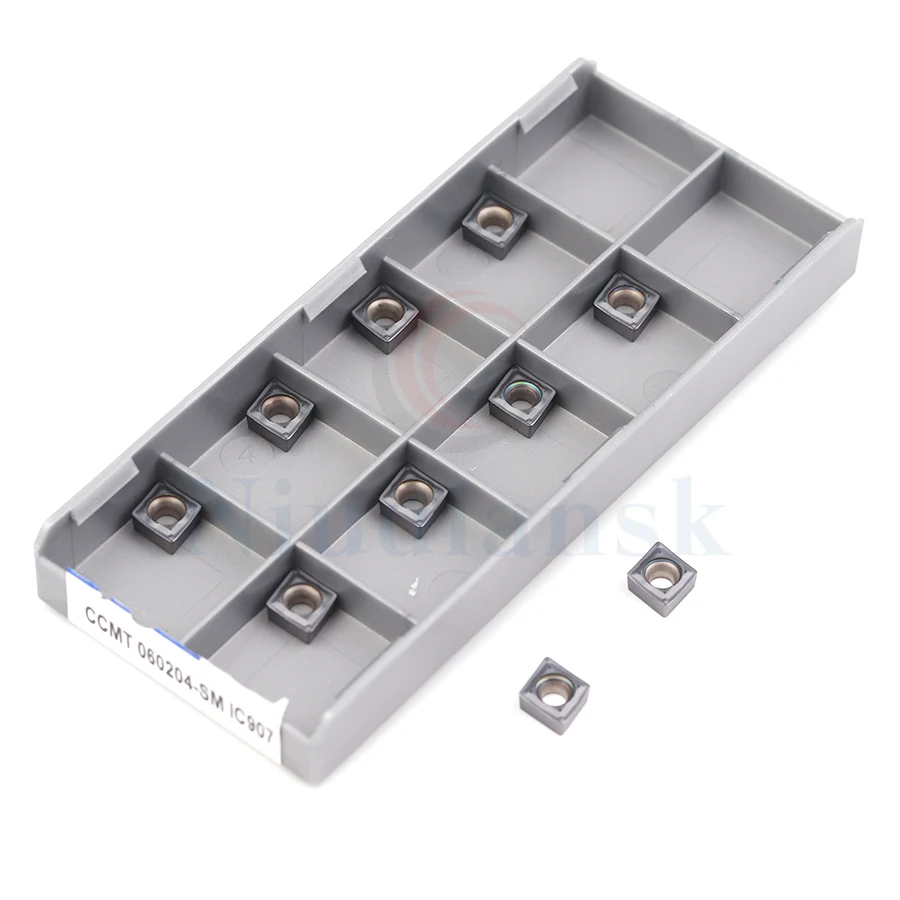 10Pcs CCMT060204-SM IC907 CCMT060204-SM IC908ภายในเครื่องมือตัดคาร์ไบด์แทรกเครื่องกลึง CNC เครื่องมือสวมใส่ใส่
