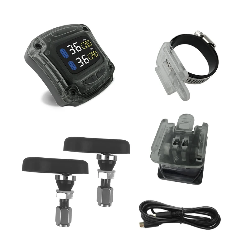 Careud TPMS لاسلكي إطار درّاجة ناريّة نظام مراقبة الضغط مع 2 حساسات داخليّة/خارجيّة LED عرض USB شحن