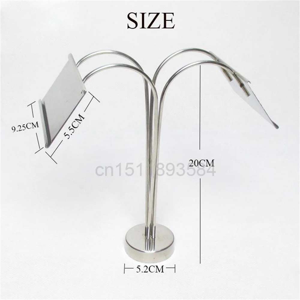 

Metal Label Frame Sign Clip Tag Case European Metal Note Holder Name Card Display Stand Double Sides Silvery Table Signage Rack