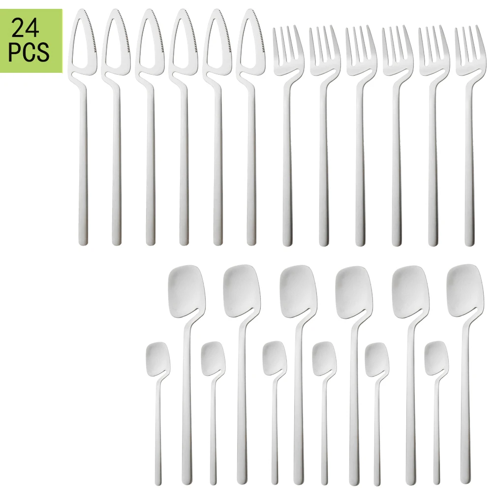 Dinnerware 304 Silver Dinner Knives Fork Dessert Spoons Stainless Steel Set Table Tableware Set Home Kitchen Flatware Silverware