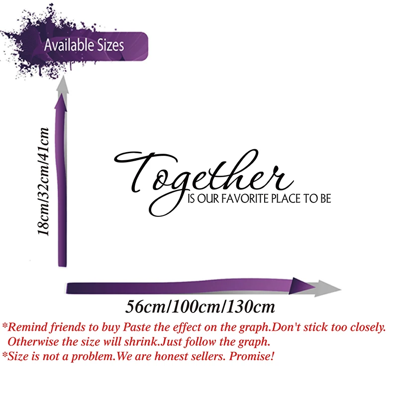 Together is Our Favorite Place to Be Family Wall Decal Wedding Marriage Love Inspirational Quote Wall Sticker Bedroom Deco