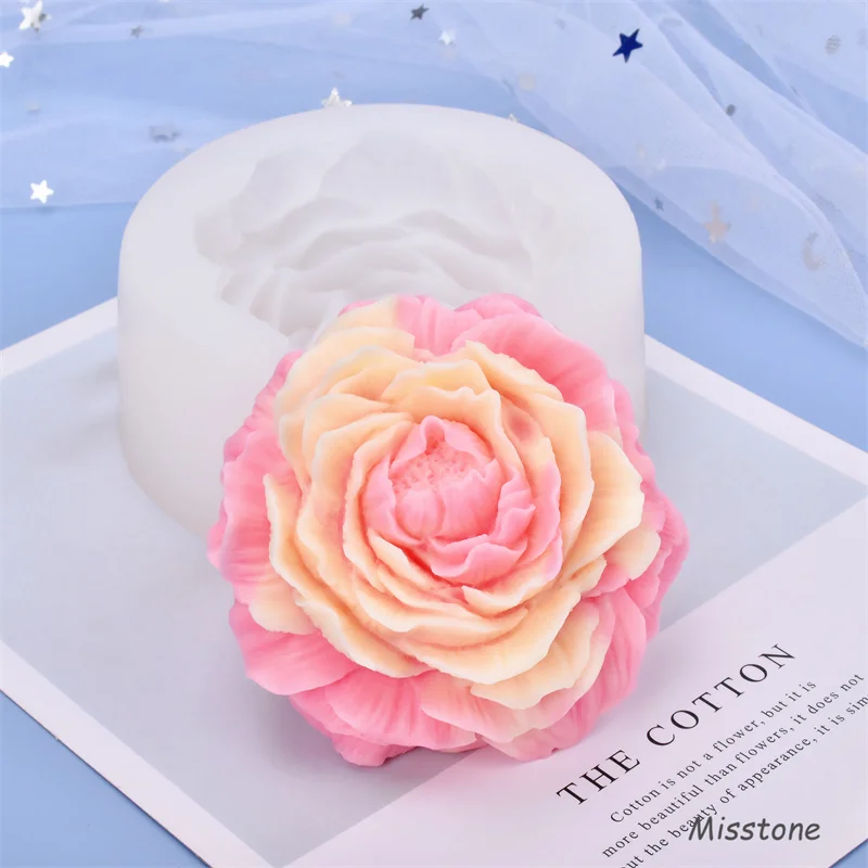 Peony Flower Style Silicone Mold Handmade Soap Wax Crafts Irregular Austin Rose Wedding Candle Ice Cream Chocolate Cake Mould