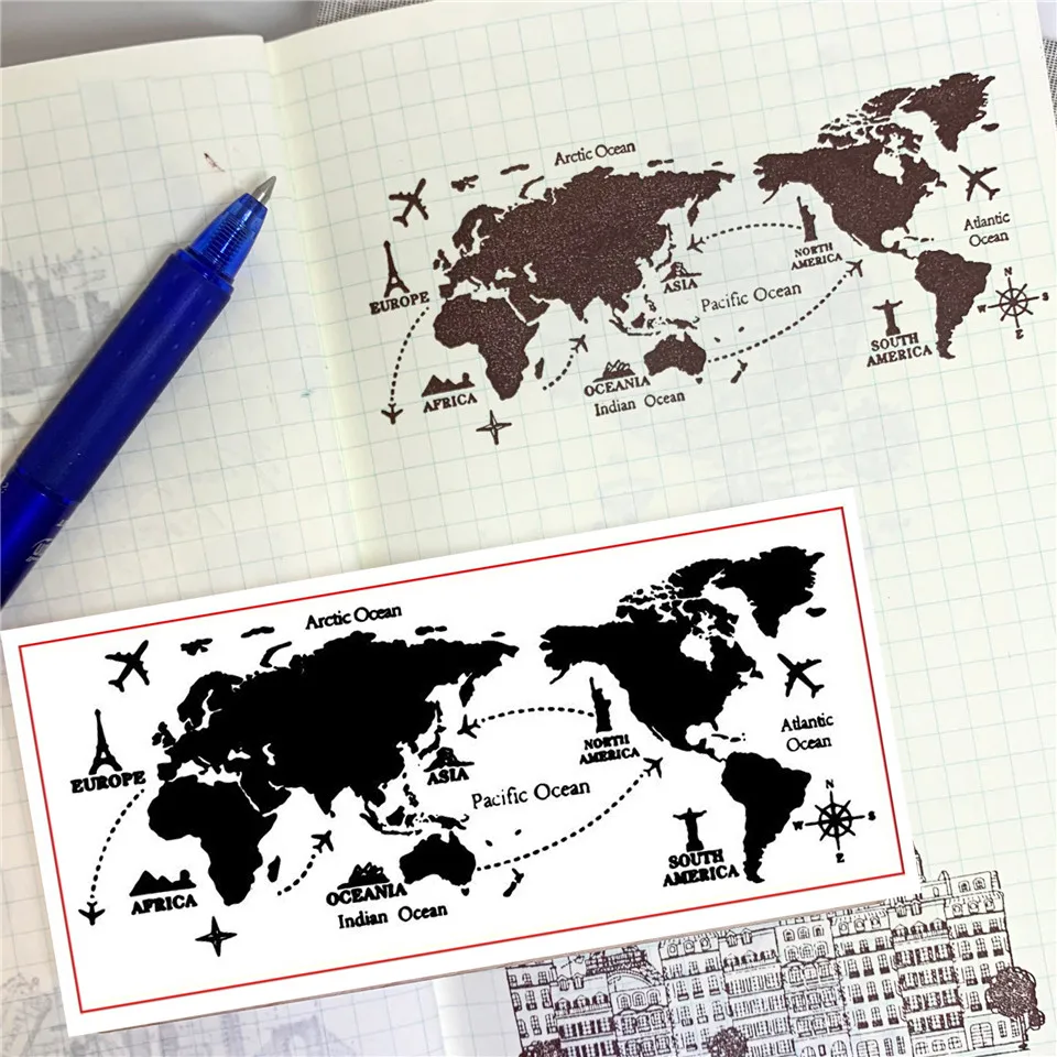 World Aviation Map Transparent Clear Silicone Stamps For DIY Scrapbooking/Background Stamp Photo Album Decorative Card Making