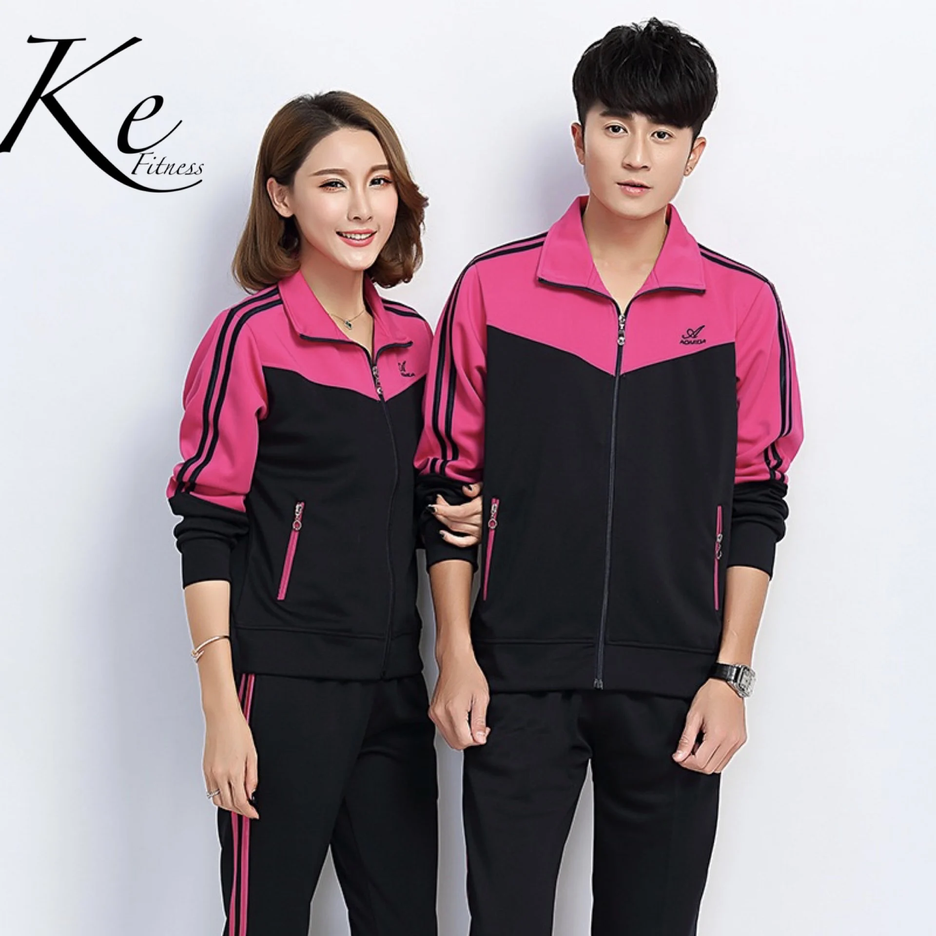 KE279 New Sport Set woman man tracksuit autumn yellow big plus extra size 4XL jacket pants 2 pieces jogging running clothing