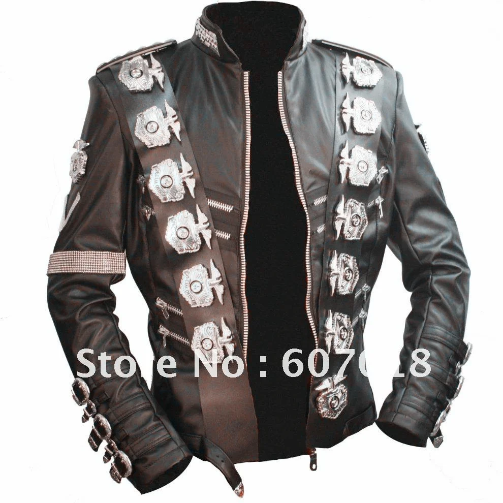 MJ Michael Jackson BAD Concert Jacket with Punk Rivet Black Outwear for Collection