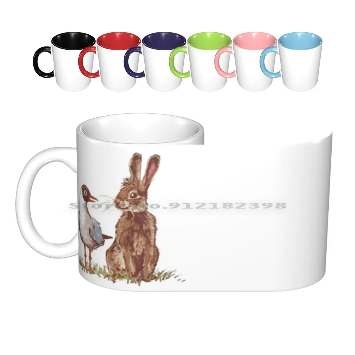 Meester Pigvig , 'e Plenty Good Fella Ceramic Mugs Coffee Cups Milk Tea Mug Watership Down Kehaar Bigwig Rabbit Bird Creative