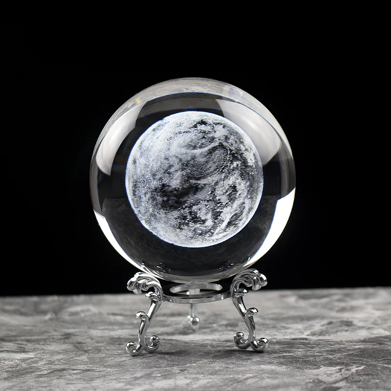 60/80MM Mars Model Glass Ball 3D Laser Engraved Miniatures Astronomy Gift Sphere Home Decor Accessories Crystal Craft Ball