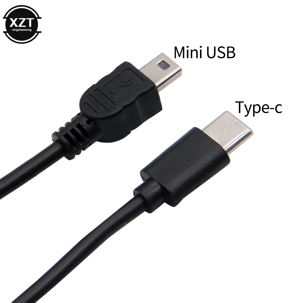 USB Type C 3.1 Male To Mini USB 5 Pin B Male Plug Converter OTG Adapter Lead Data Cable for Macbook Mobile 30cm