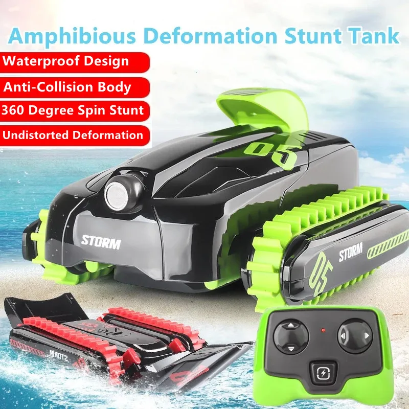 

Waterproof Amphibious Track RC Tank In Situ Rotation Land Water Mode Switch One Key Automatic Deformation Off Road Vehicle Toy