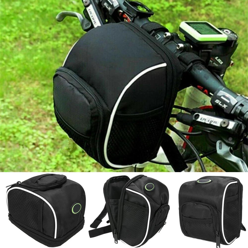 1Pc Oxford Cloth Cycling Bags Safety Reflective Strip Bicycle Handlebar Zipper Bag Bike Front Tube Pannier Rack Basket Accessory