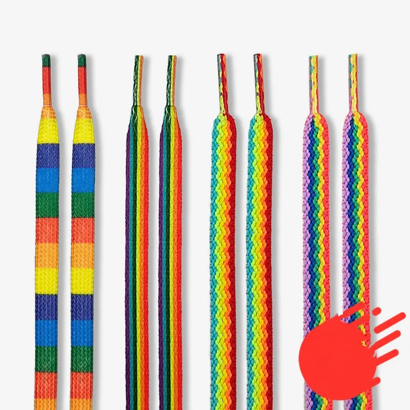 3D Rainbow Shoelaces Individual Pattern High-top Canvas Sneakers Shoelaces Colorful Fashion Women Men Cowboy Shoelaces Dropship