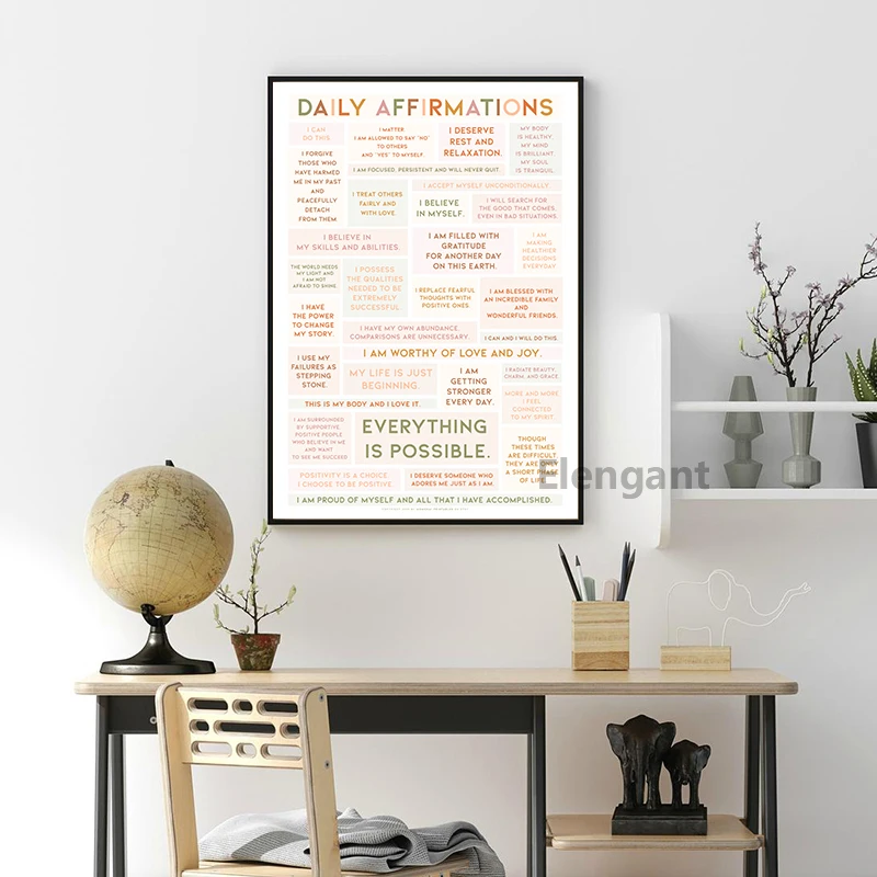 Kids Positive Affirmation Art Prints Mindfulness Poster Self Confidence Quotes Canvas Painting Wall Art Pictures Classroom Decor