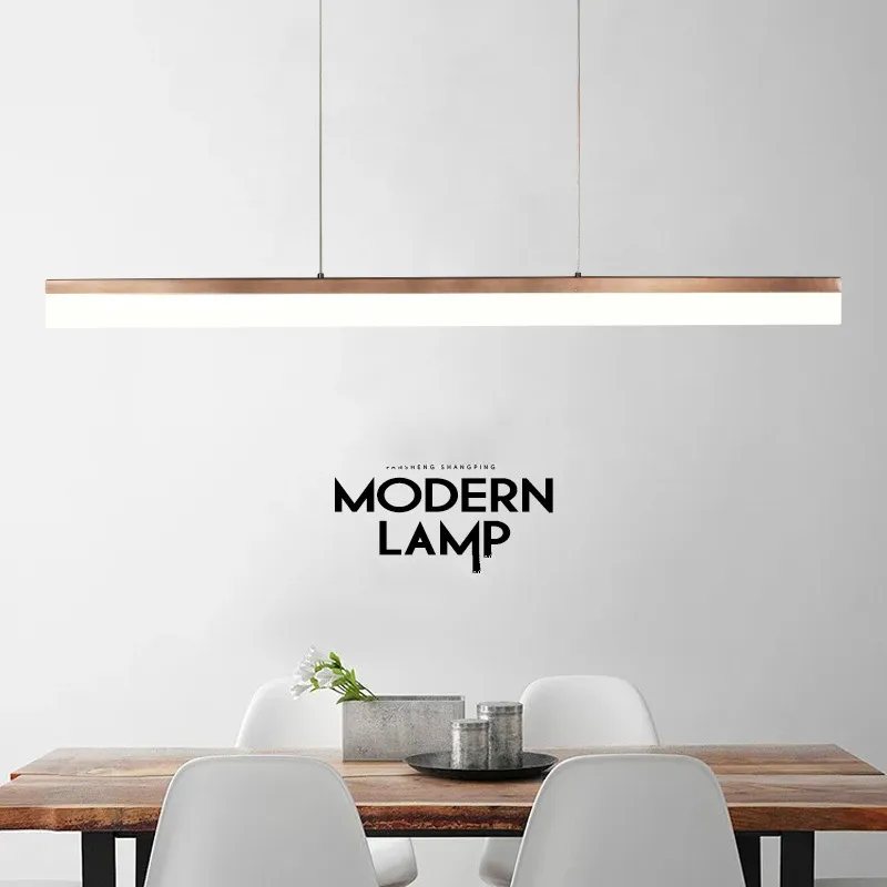 

Led long modern pendant lamp simple office shop iron light Horizontal living room decoration kitchen hanging lamps light fixture