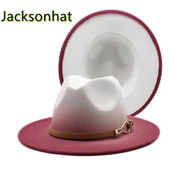 Fashion Metal Gradient Fedora Hat Spray Paint Top Hat Women Woolen Top Hat Men Women Fall Winter Felt Hat Jazz Hat