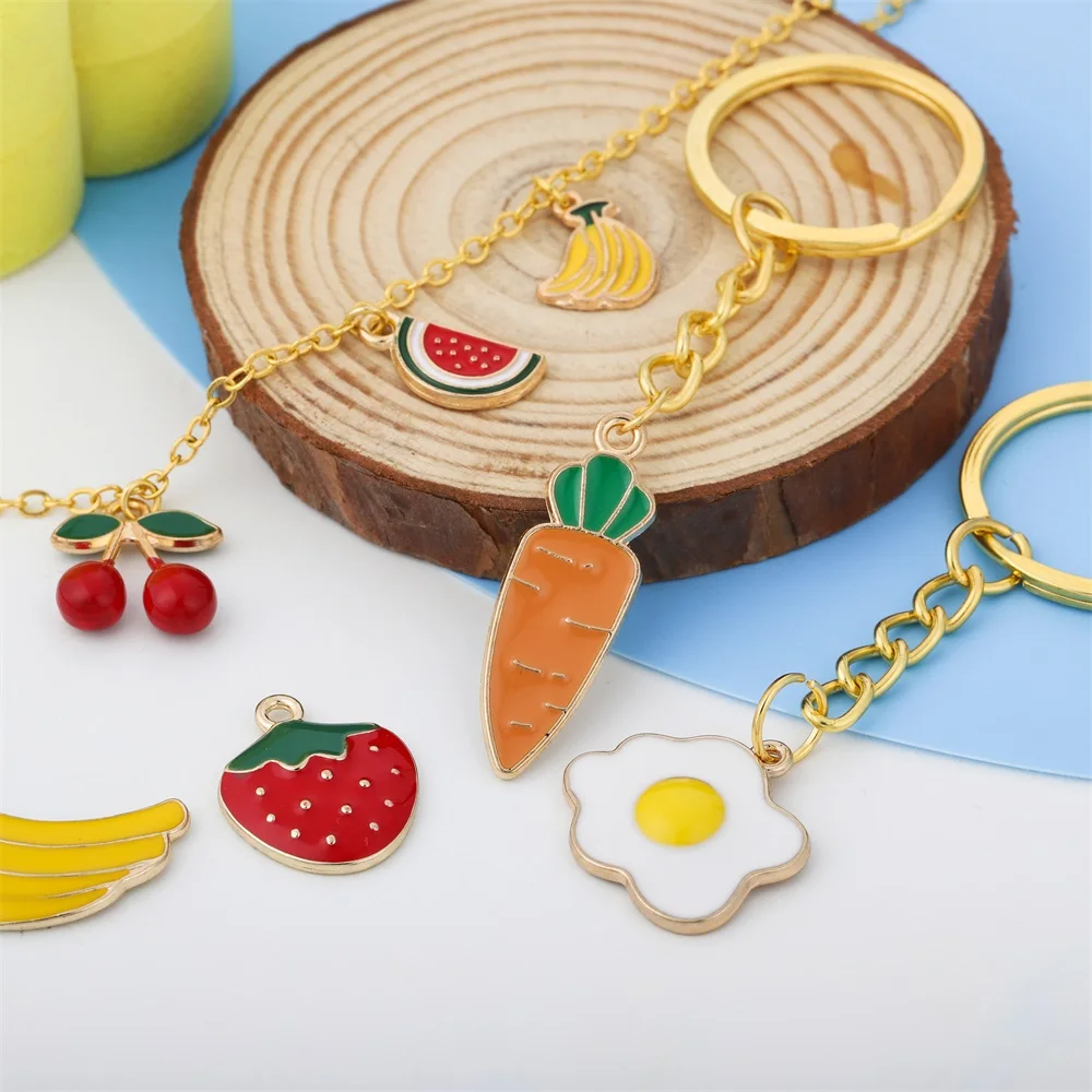 10Pcs/Lot Alloy Enamel Banana Watermelon Charms Fruit Pendant For DIY Handmade Bracelet Necklace Jewelry Making Accessories