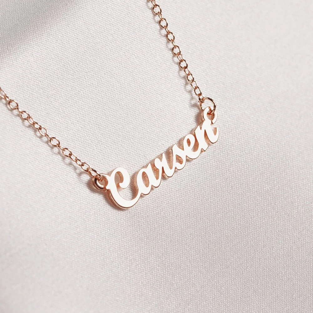 Mini-World Name Necklace For Women Girl Custom Cute Font Nameplate Necklaces Stainless Steel Gold Color Jewelry Birthday Gift