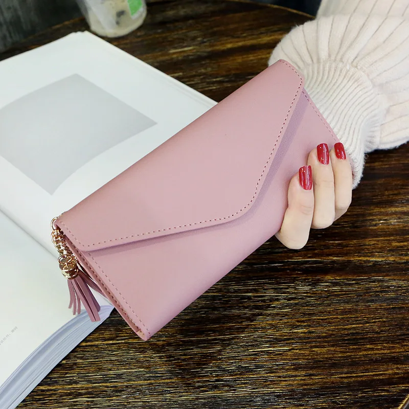 New Style Long Carrying Stylish Heart-Shaped Pendant Simple Fashion Multi-functional Embossed Leather Women's Wallet bag image 3