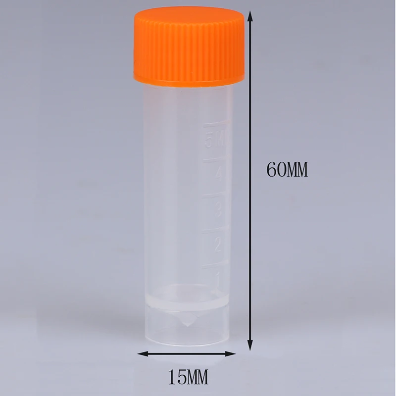 Freezing Tube Cold Storage Tube with Screw Cap 8 color can be choose Hot 10Pcs 5ml Plastic Graduated Cryovial Plastic Test Tube