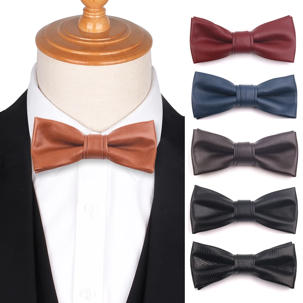 Bow Tie Classic Suits Bowtie For Men Women PU Leather Bow Ties For Wedding Party Cravats Adjustable Casual Bowties Mens Tie