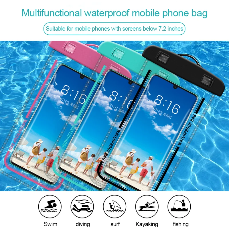 PVC Universal Waterproof Phone Pouch Drift Diving Swimming Bag Underwater Dry Bag Case Cover For Water Sports Beach Pool Skiing