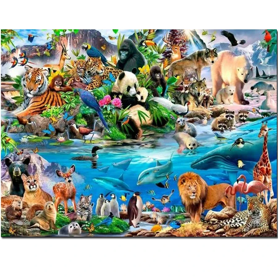 diamants painting Animals Zoo Full drills diamond painting Rhinestone Mosaic Diamond panda lion dolphin 3d Cross Stitch N707