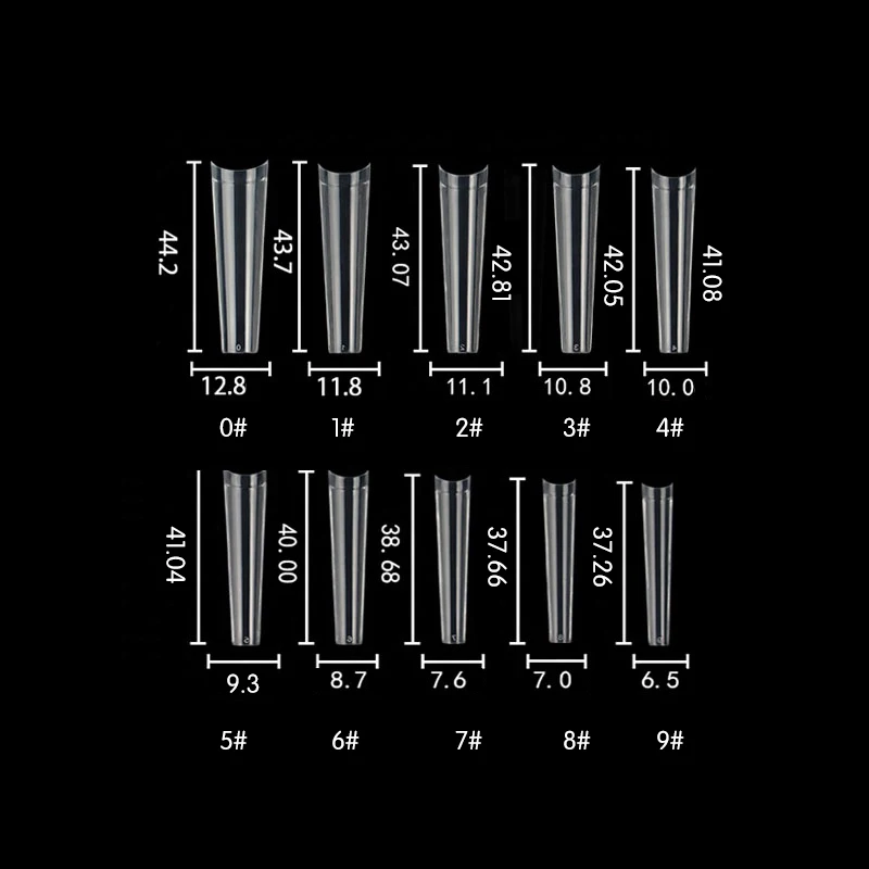 500 szt. Końcówek XXL do paznokci bez krzywej prostej kwadratowej długiej okładki sztuczne paznokcie akrylowej do salonu Manicure