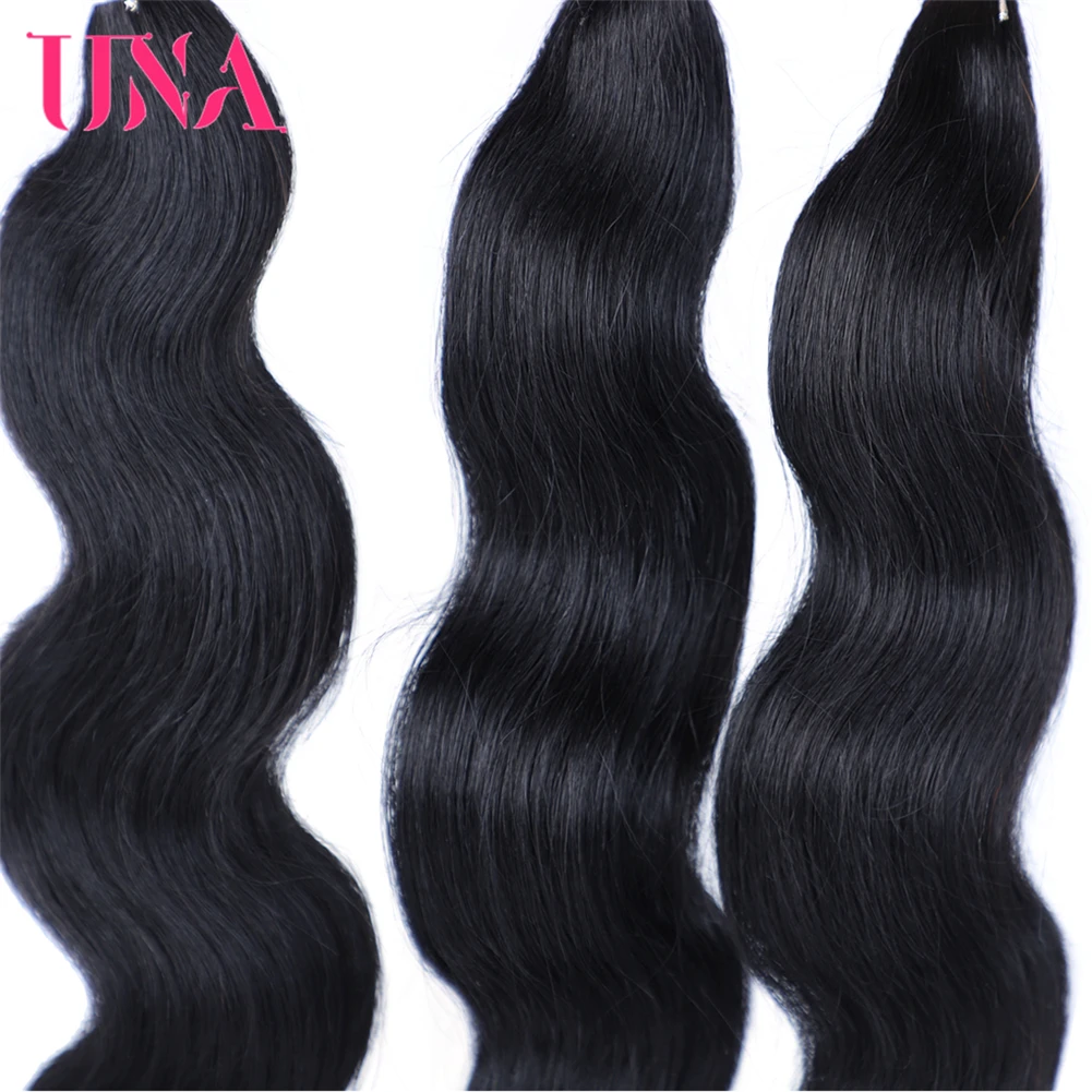 UNA Brazilian Human Hair Body Wave 3 Bundles Deal Remy Human Hair Sew-in Extensions 12\