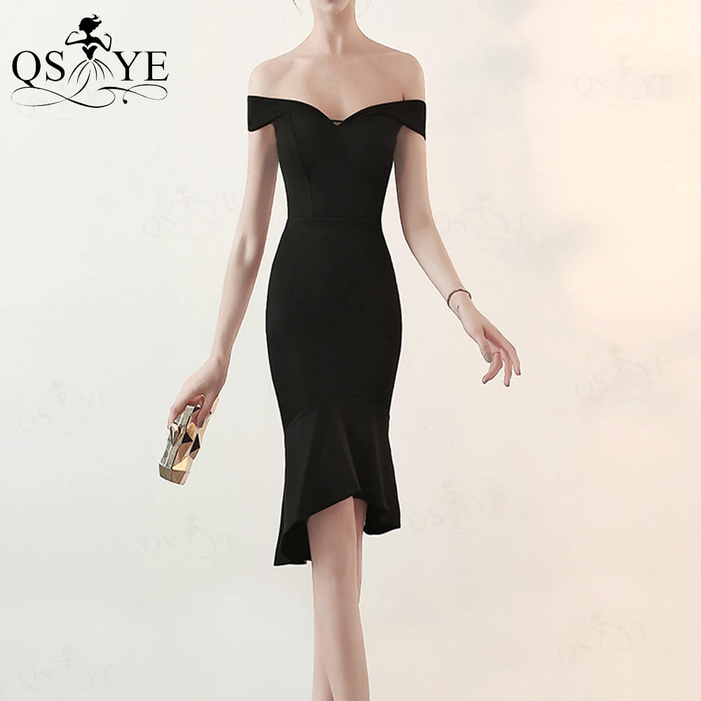 Vestido de noche corto con hombros descubiertos para mujer, Vestido de fiesta elástico con mangas laterales, Vestido Formal de sirena ajustado, Vestido corto negro