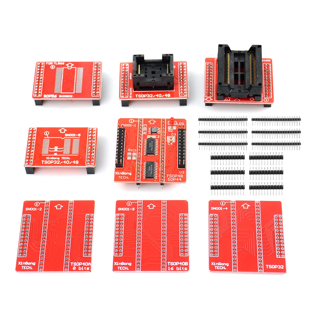 8pcs/lot Original Adapters TSOP32 TSOP40 TSOP48 SOP44 SOP56 Adapter kit for MiniPro TL866 TL866A TL866CS Universal Programmer