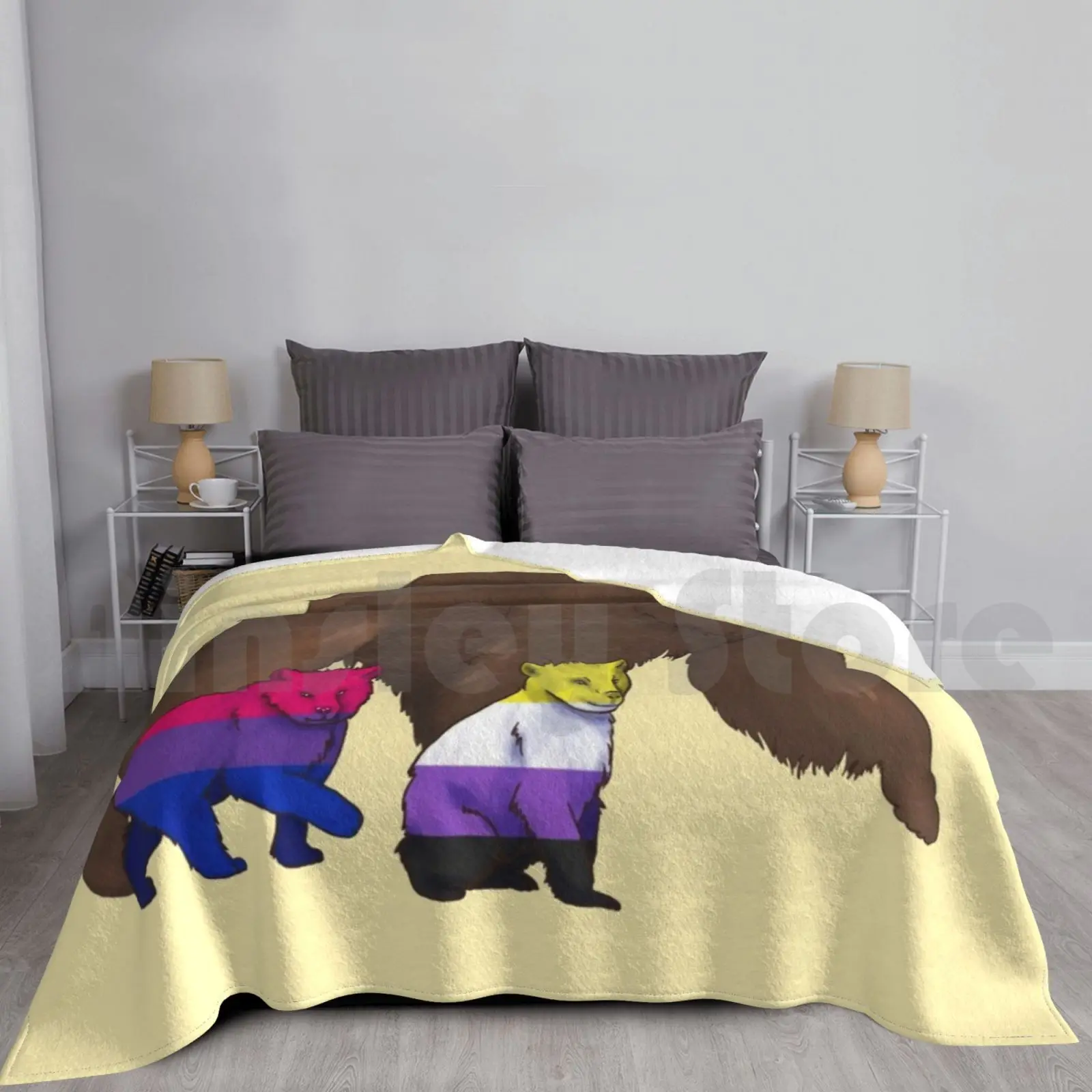 Updated! Mama / Papa / Parent Pride Bear-Nonbinary And Bi Blanket Fashion Custom