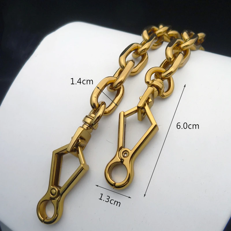 14mm Gold Color Bag Chain Metal Aluminium Chain Woman Bag Handle Brand Metal Bag Strap Long Clasp with Hook High Quality