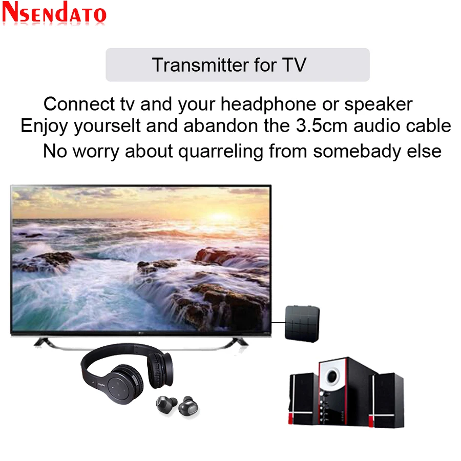 Беспроводной аудиопередатчик 2 в 1 с разъемом 3,5 мм, BT5.0, AUX, RCA, USB-ключ, стерео, беспроводной адаптер для автомобиля, ТВ, ПК, наушников