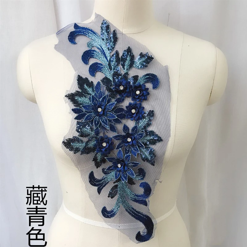 

5 шт./лот, вышитые объемные кружевные цветы, декоративная отделка, стразы, пайетки, аппликация для шитья своими руками, свадебное платье, красный, белый